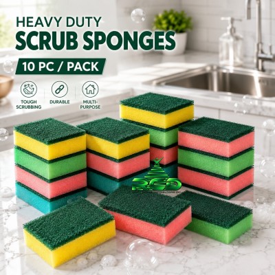 SPONGE SCRUBBING HEAVY DUTY 10CT/ PACK